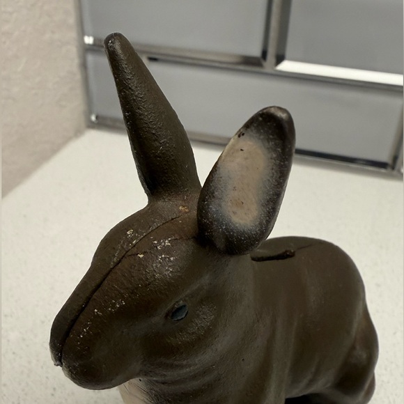 Vintage Cast Iron Bunny Jack Rabbit Slotted Coin Bank - Picture 9 of 13